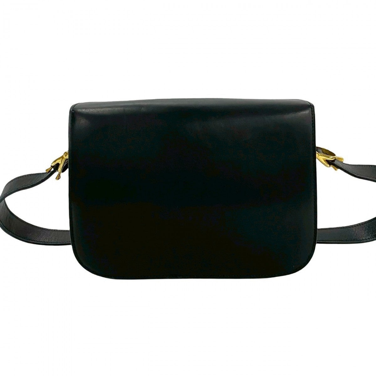 CELINE Shoulder Bag Calfskin, Leather black logo carriage Metal Women Used Authentic