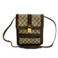 GUCCI Shoulder Bag Leather, PVC Brown GG logo Metal Sherry line Women Used Authentic