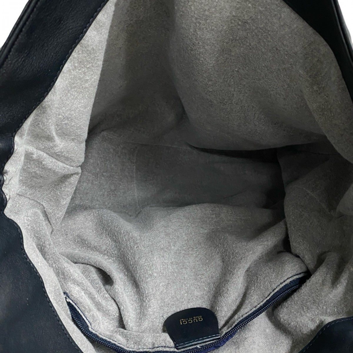 GUCCI Shoulder Bag leather Navy Bamboo