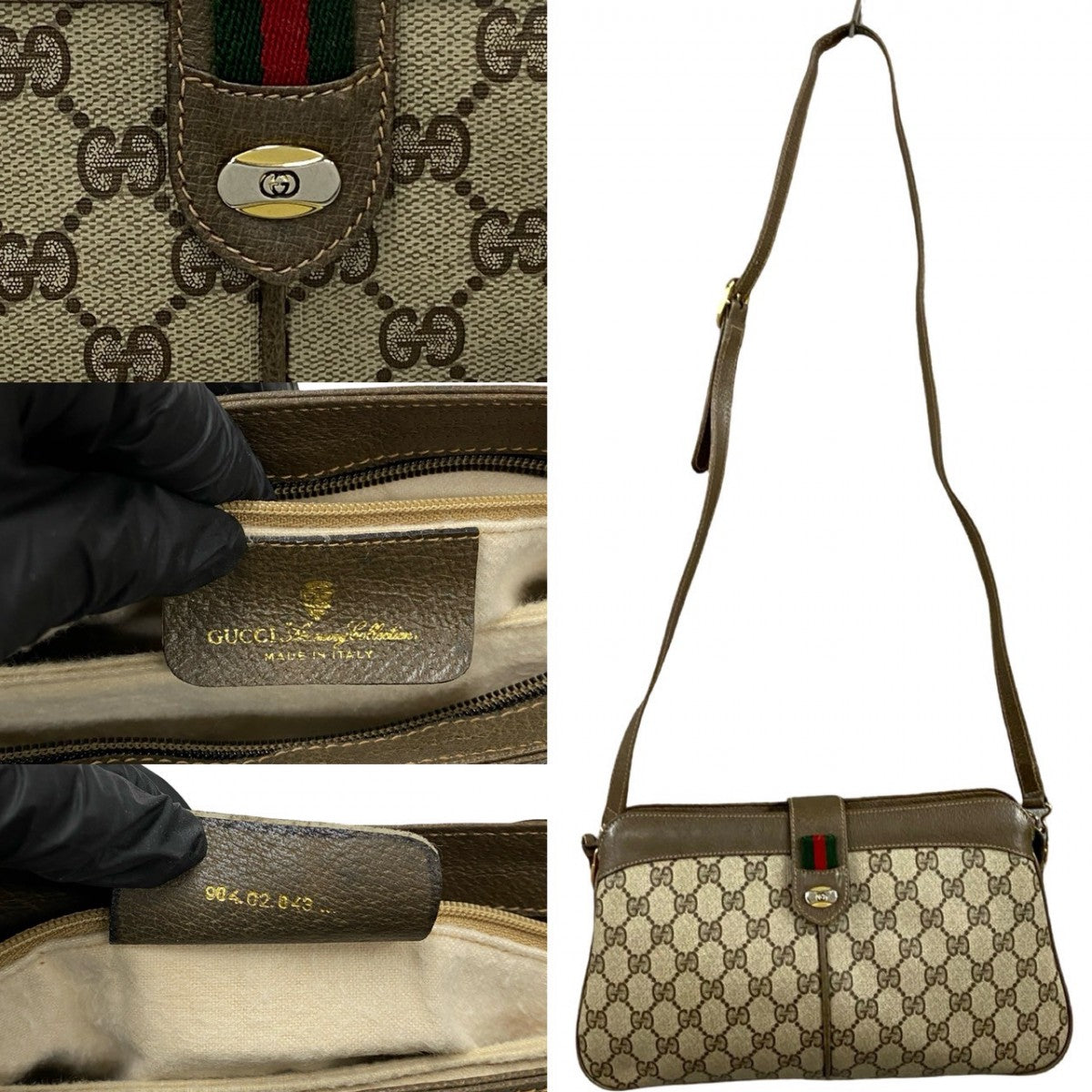 GUCCI Shoulder Bag leather Brown Sherry line