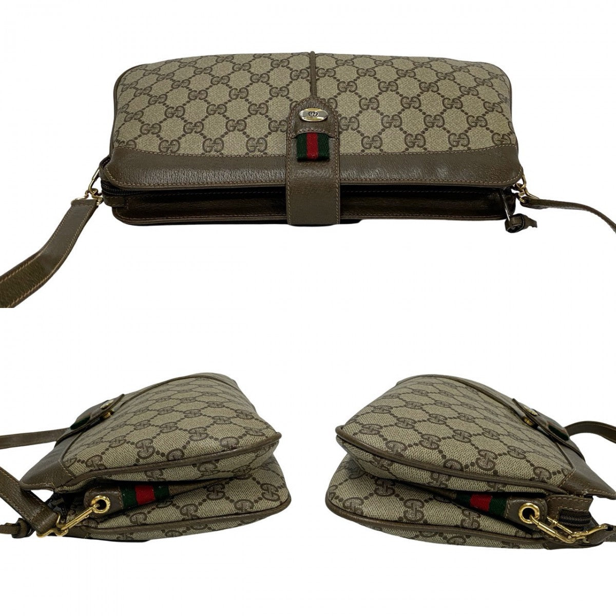 GUCCI Shoulder Bag leather Brown Sherry line