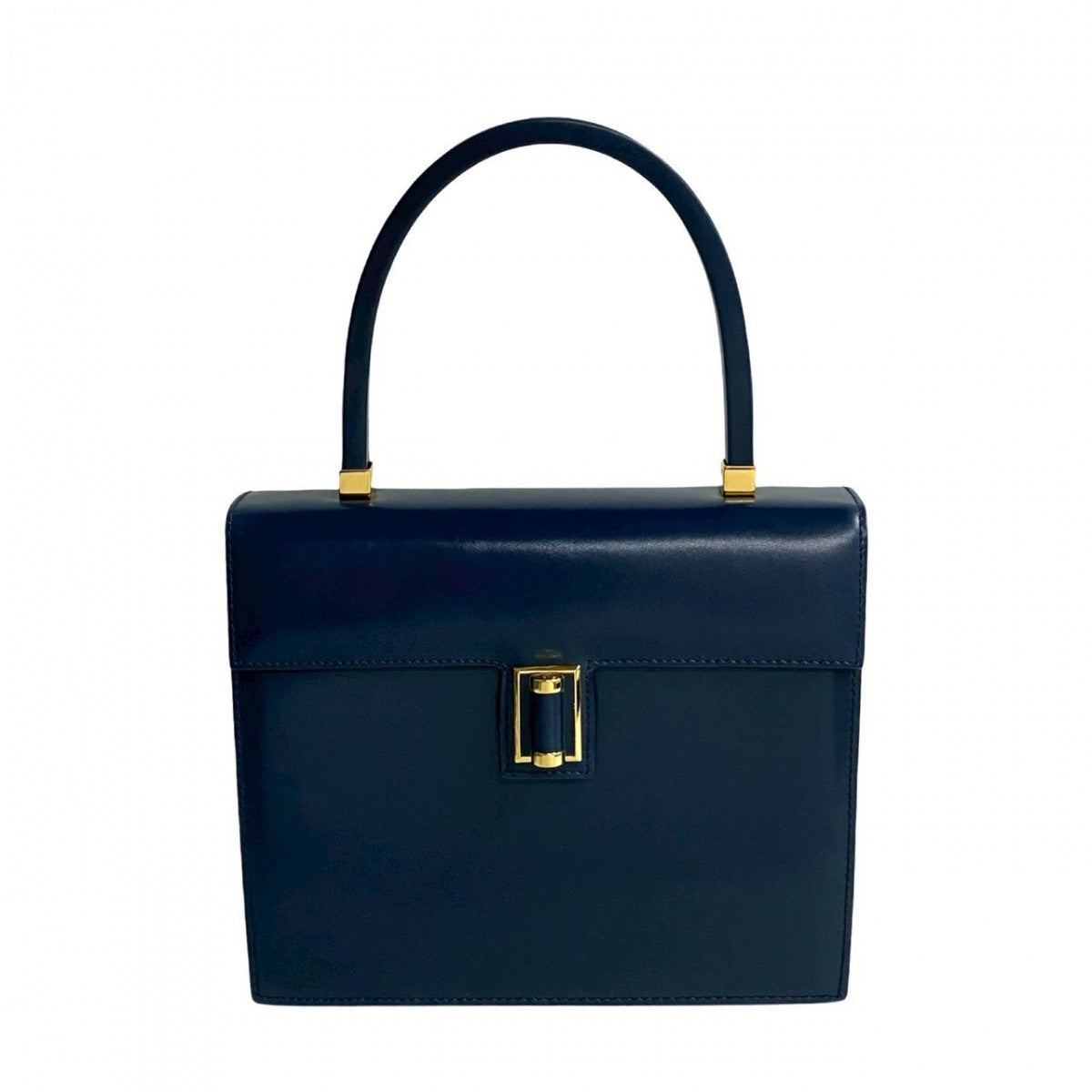 GUCCI Handbag leather Navy GG logoMetal Old Gucci Women Used Authentic