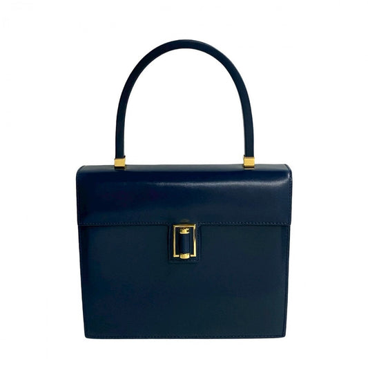 GUCCI Handbag leather Navy GG logoMetal Old Gucci Women Used Authentic