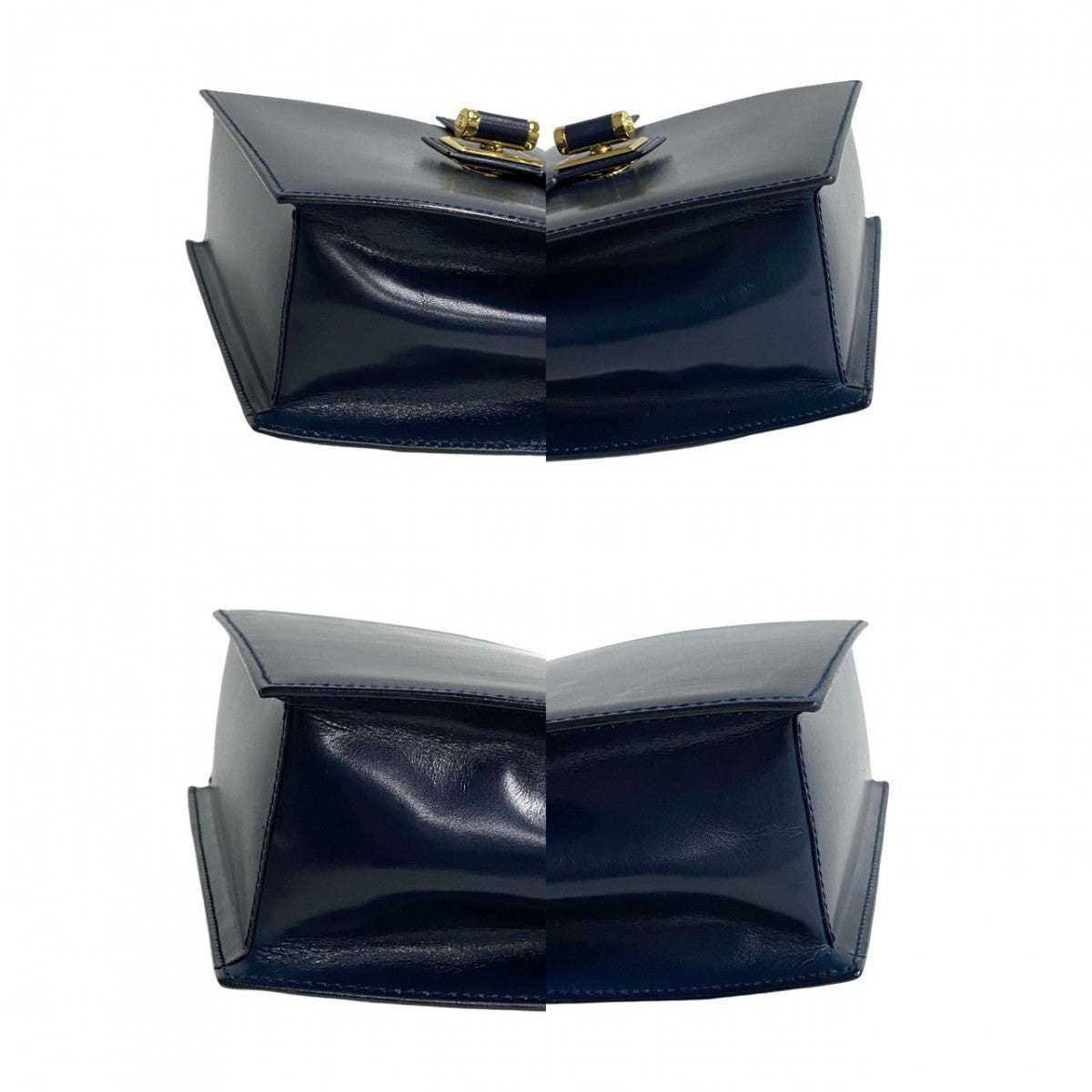 GUCCI Handbag leather Navy GG logoMetal Old Gucci Women Used Authentic