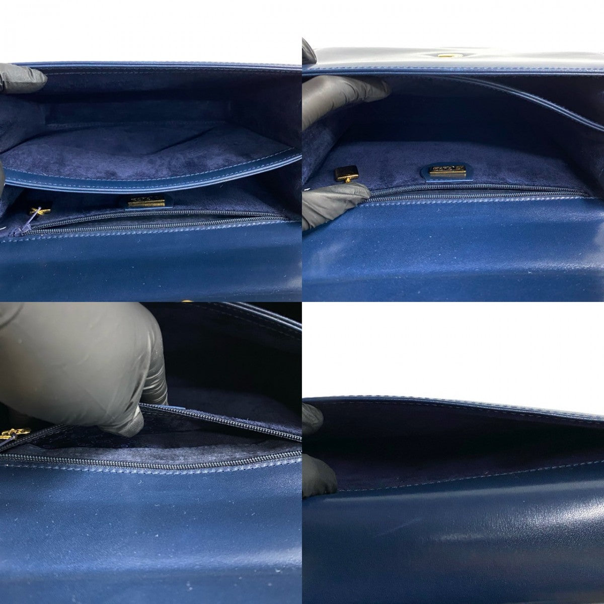 GUCCI Handbag leather Navy GG logoMetal Old Gucci Women Used Authentic