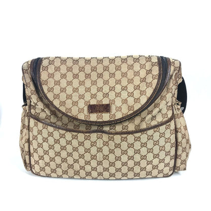 GUCCI Shoulder Bag 123326 GG canvas / leather beige GG Mother's Bag Women Used Authentic