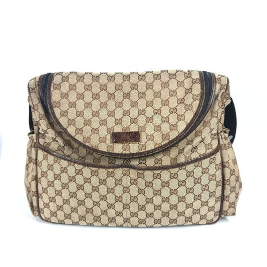 GUCCI Shoulder Bag 123326 GG canvas / leather beige GG Mother's Bag Women Used Authentic