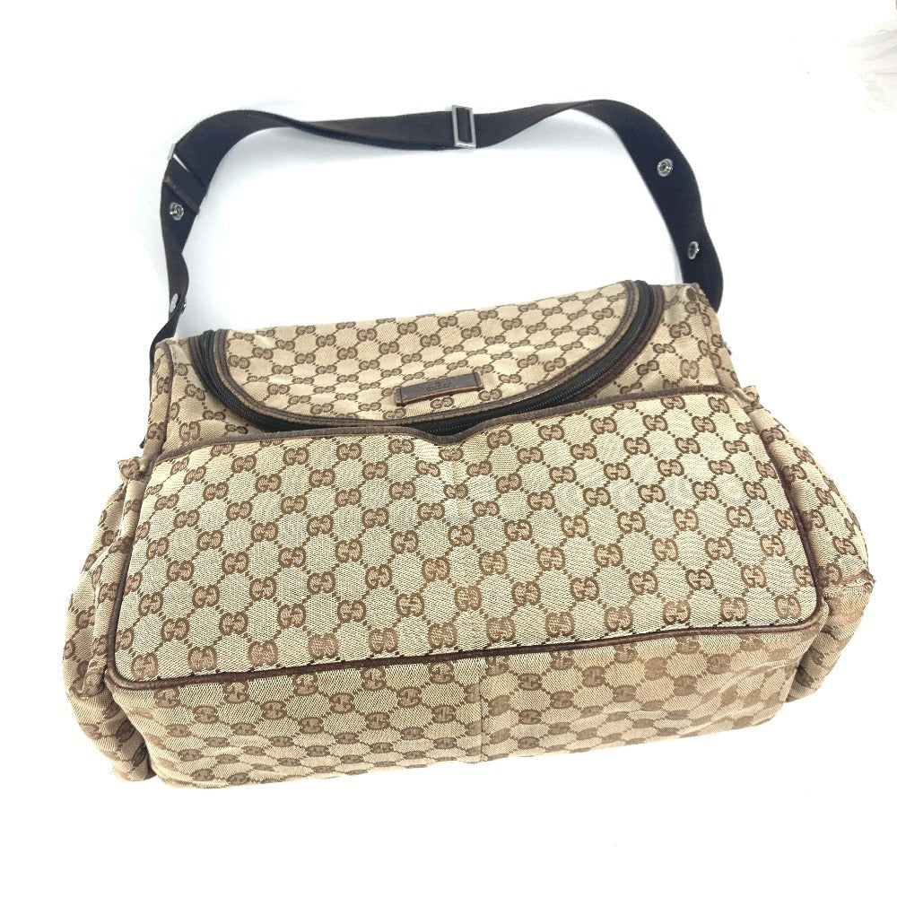 GUCCI Shoulder Bag 123326 GG canvas / leather beige GG Mother's Bag Women Used Authentic