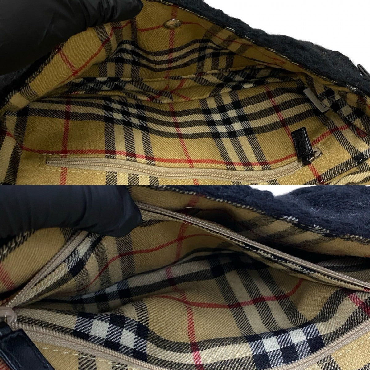 BURBERRY Shoulder Bag Wool, Leather black Nova Check Women Used Authentic