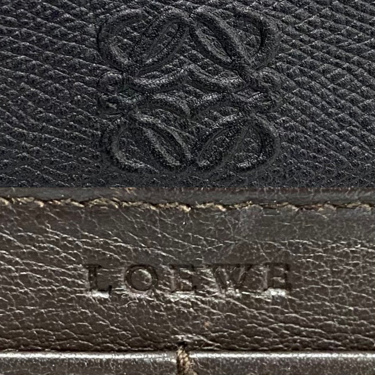 LOEWE Long Wallet Purse leather black Anagram logo Women(Unisex) Used Authentic