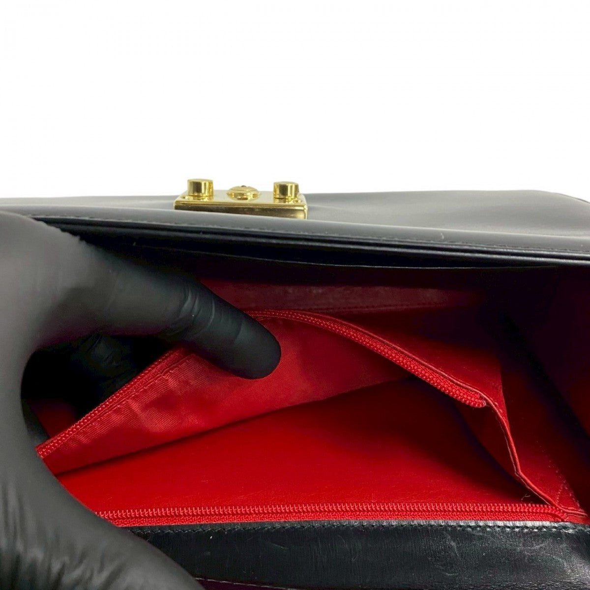 GUCCI Shoulder Bag Leather, Calfskin black Ready lock Women Used Authentic