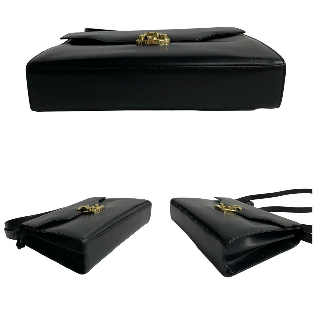 GUCCI Shoulder Bag Leather, Calfskin black Ready lock Women Used Authentic