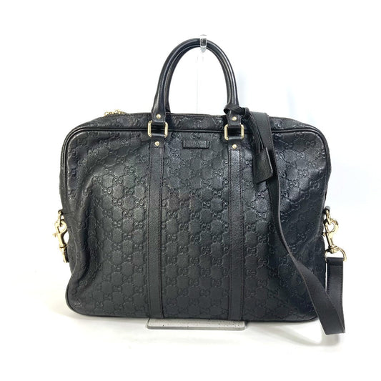 GUCCI Business bag 208463 leather Dark brown Tote Bag handbag Guccisima GG mens Used Authentic