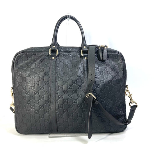 GUCCI Business bag 208463 leather Dark brown Tote Bag handbag Guccisima GG mens Used Authentic