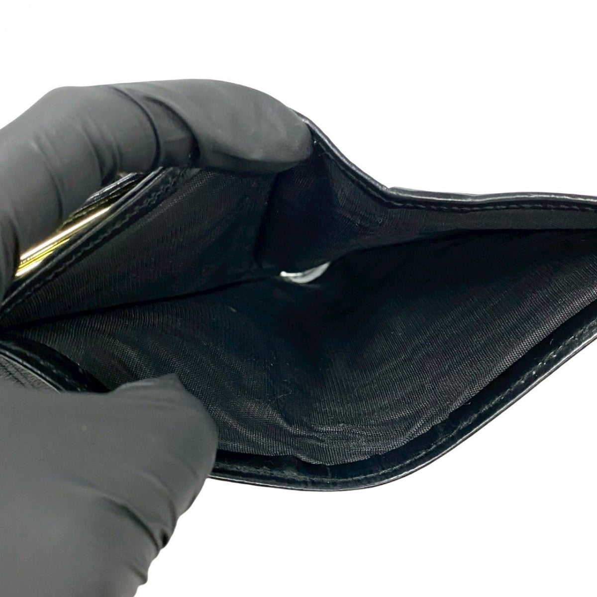 CELINE Bifold Wallet Leather, PVC black Macadam Blason Triomphe Pattern Women Used Authentic