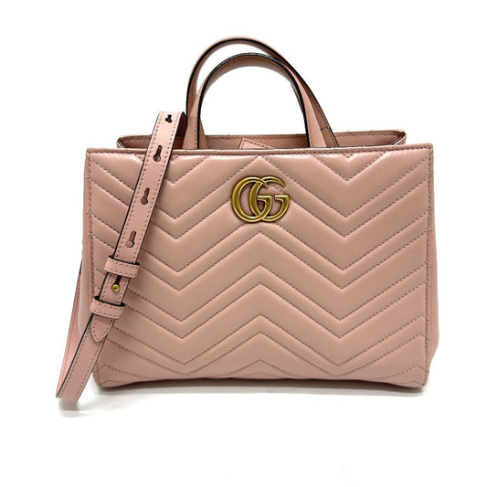 GUCCI Handbag 448054 leather pink GG Marmont Women Used Authentic