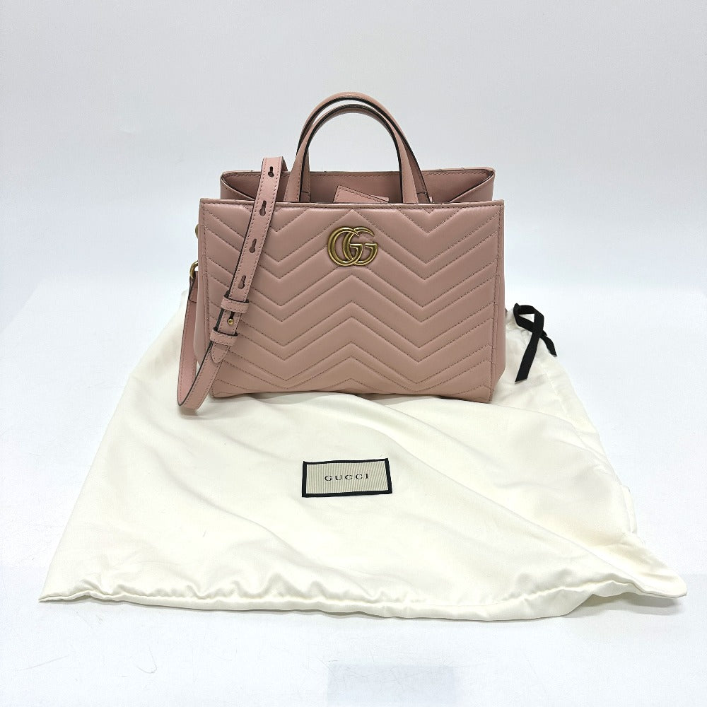 GUCCI Handbag 448054 leather pink GG Marmont Women Used Authentic