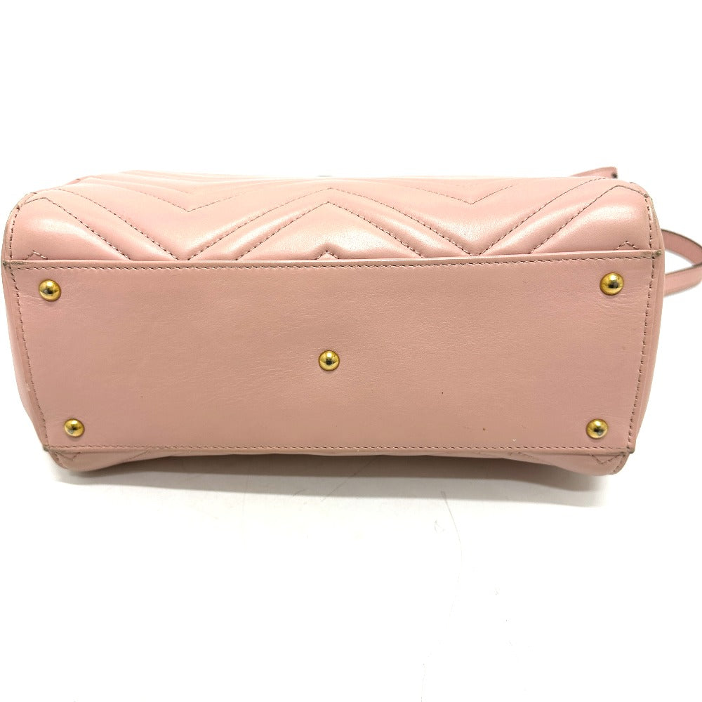 GUCCI Handbag 448054 leather pink GG Marmont Women Used Authentic