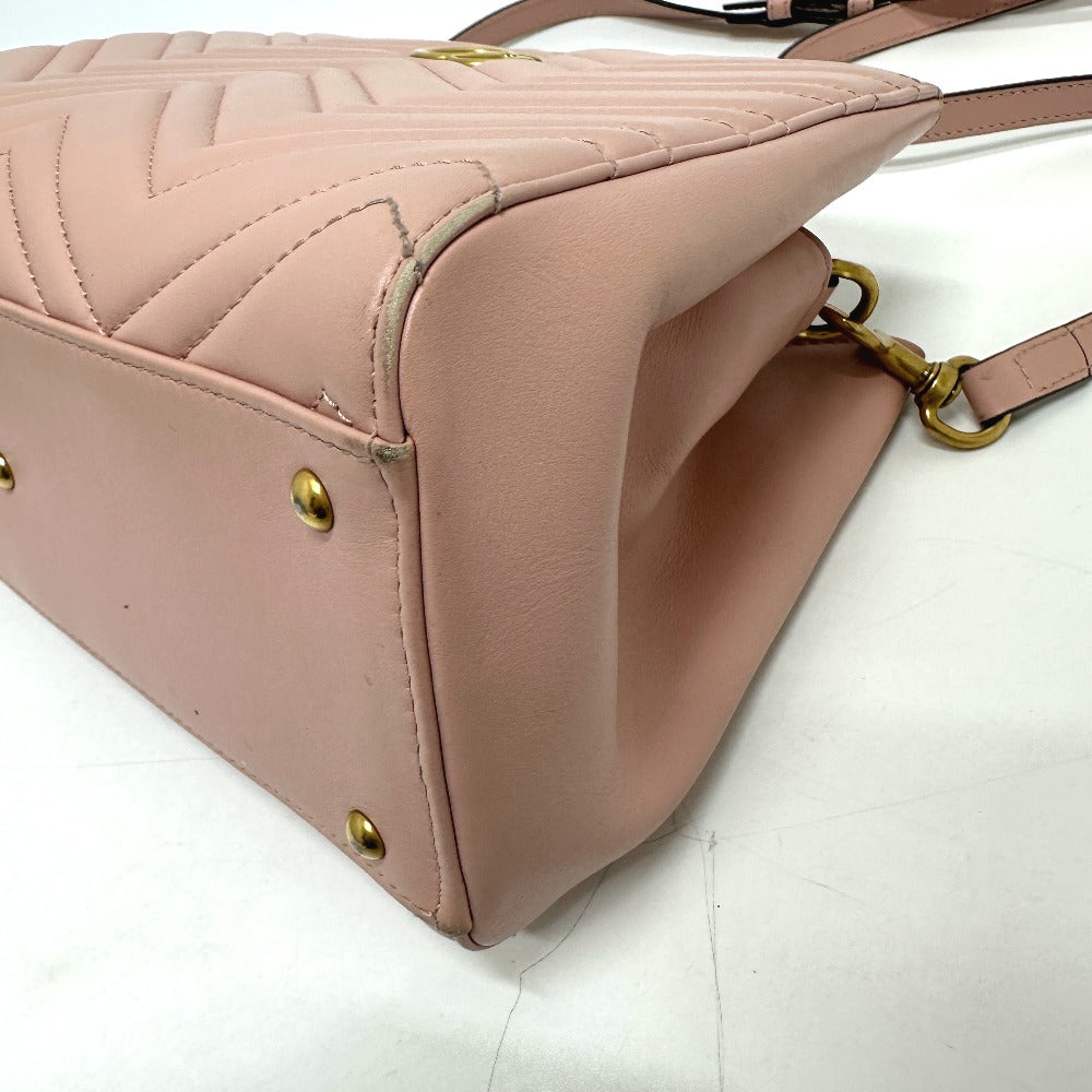 GUCCI Handbag 448054 leather pink GG Marmont Women Used Authentic