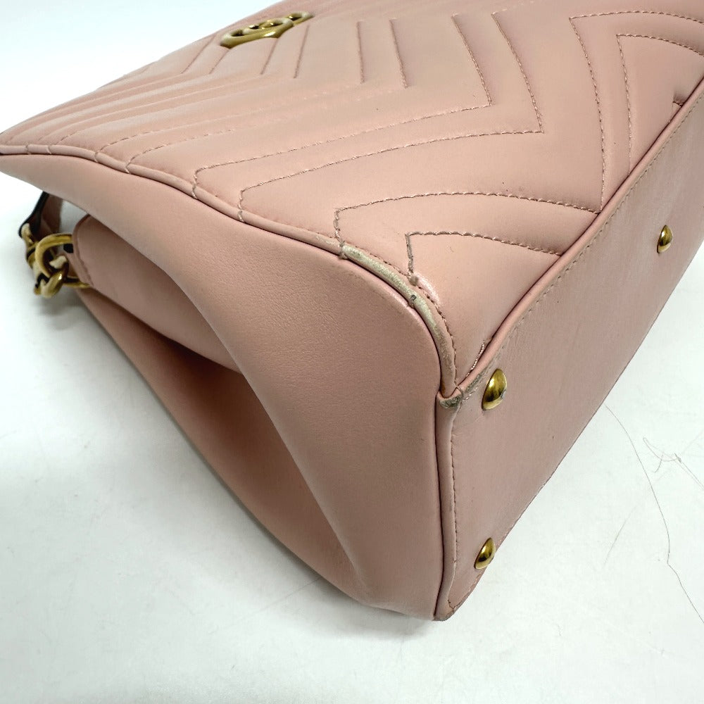 GUCCI Handbag 448054 leather pink GG Marmont Women Used Authentic