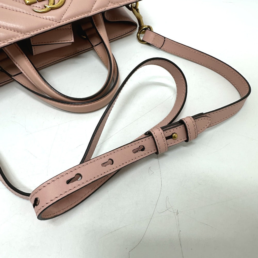 GUCCI Handbag 448054 leather pink GG Marmont Women Used Authentic