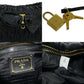 PRADA Handbag leather black PRADA logo Women Used Authentic