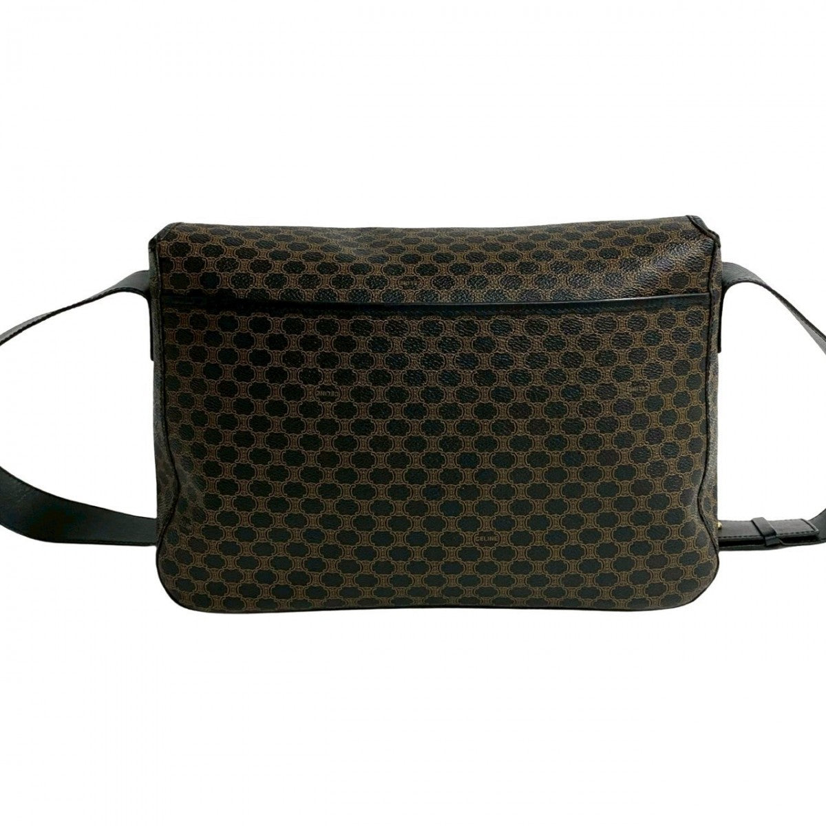 CELINE Shoulder Bag Leather, PVC black Macadam Blason Triomphe Pattern Women Used Authentic