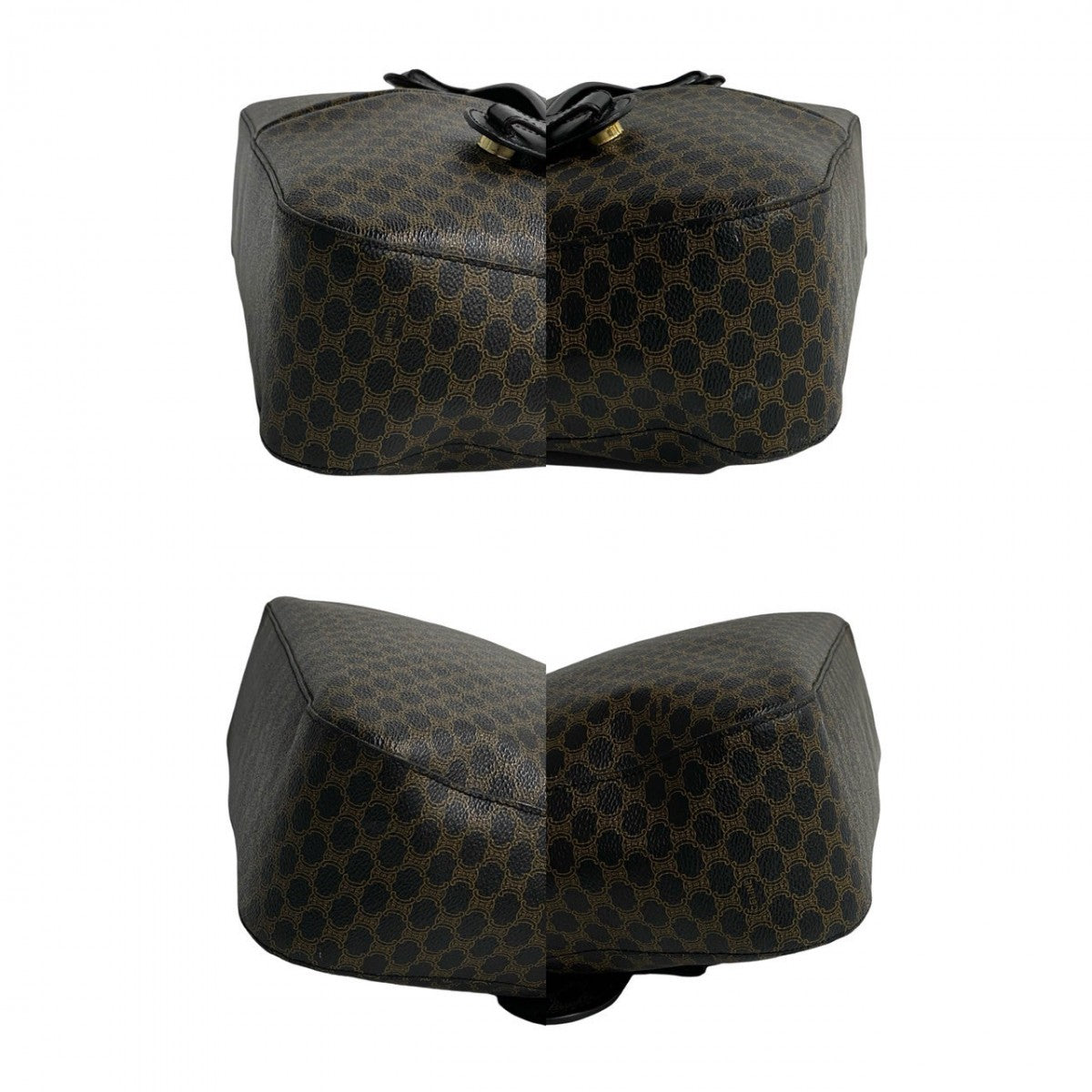 CELINE Shoulder Bag Leather, PVC black Macadam Blason Triomphe Pattern Women Used Authentic