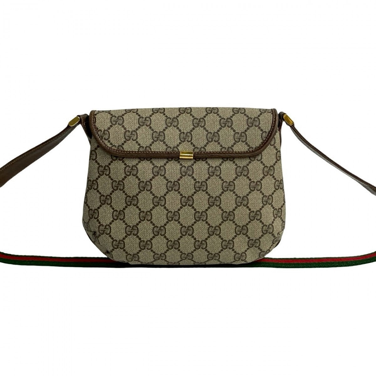 GUCCI Shoulder Bag Leather, PVC Brown GG logo Pattern Sherry line Women Used Authentic