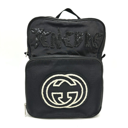 GUCCI Backpack 536724 canvas black Sequined logo interlocking G