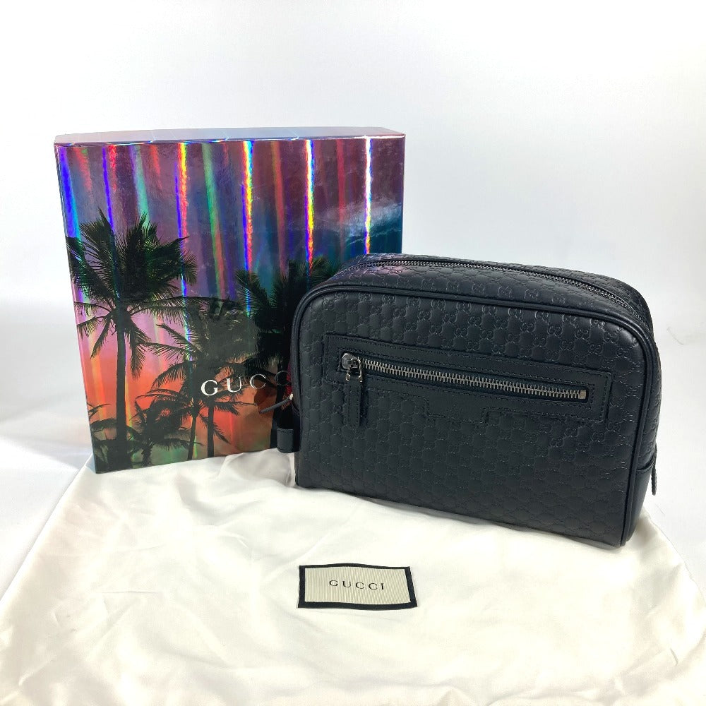 GUCCI business bag 419775 Sima leather black Micro Guccisima GG unisex(Unisex) Used Authentic