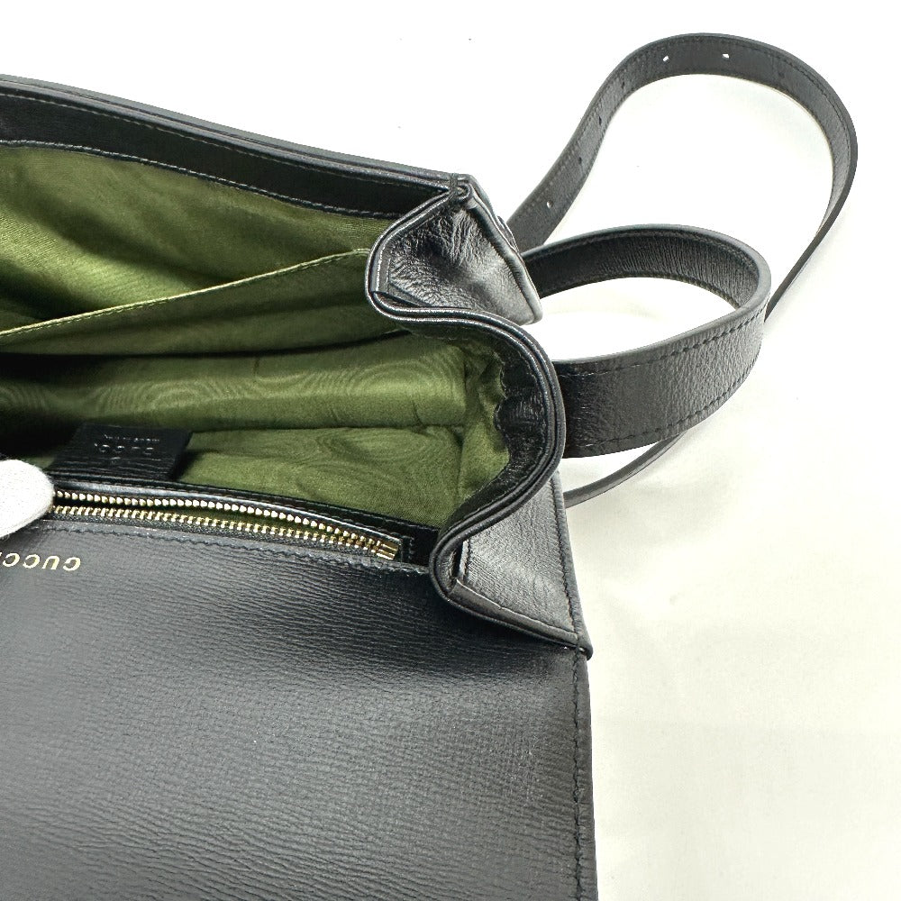 GUCCI Shoulder Bag 589474 leather black GG Marmont
