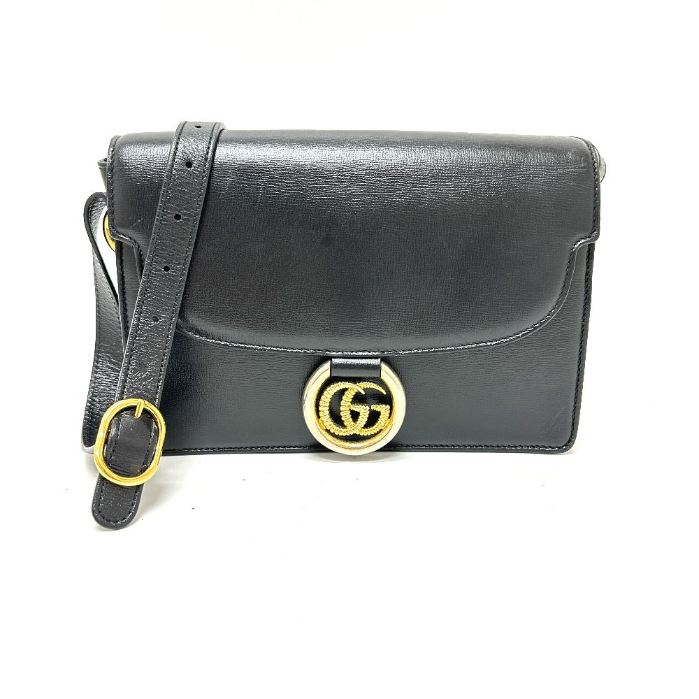 GUCCI Shoulder Bag 589474 leather black GG Marmont