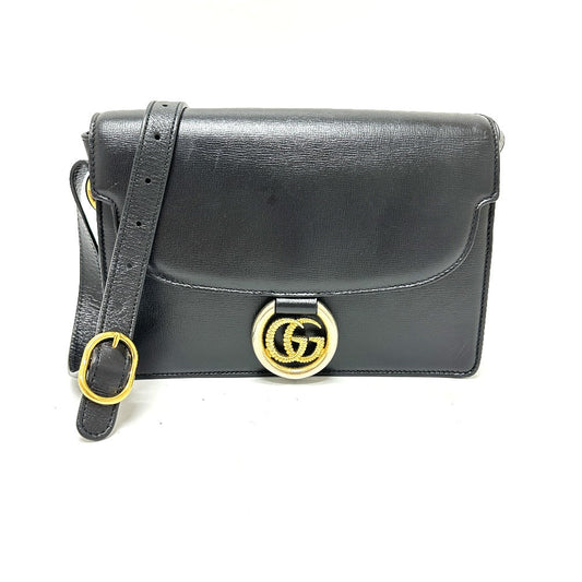 GUCCI Shoulder Bag 589474 leather black GG Marmont