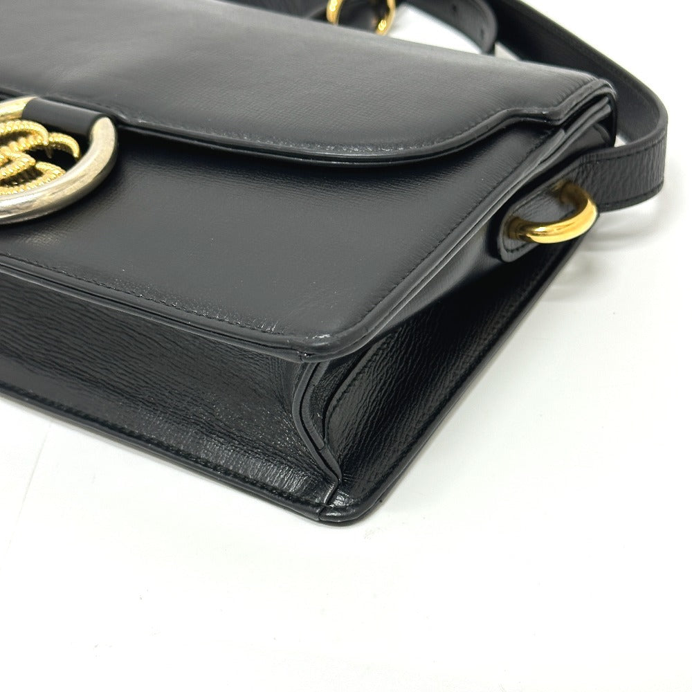 GUCCI Shoulder Bag 589474 leather black GG Marmont