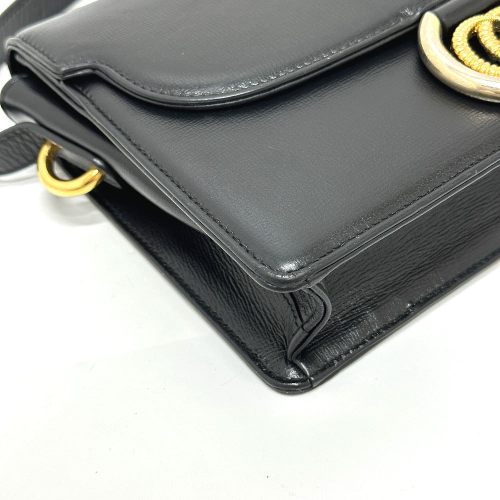 GUCCI Shoulder Bag 589474 leather black GG Marmont