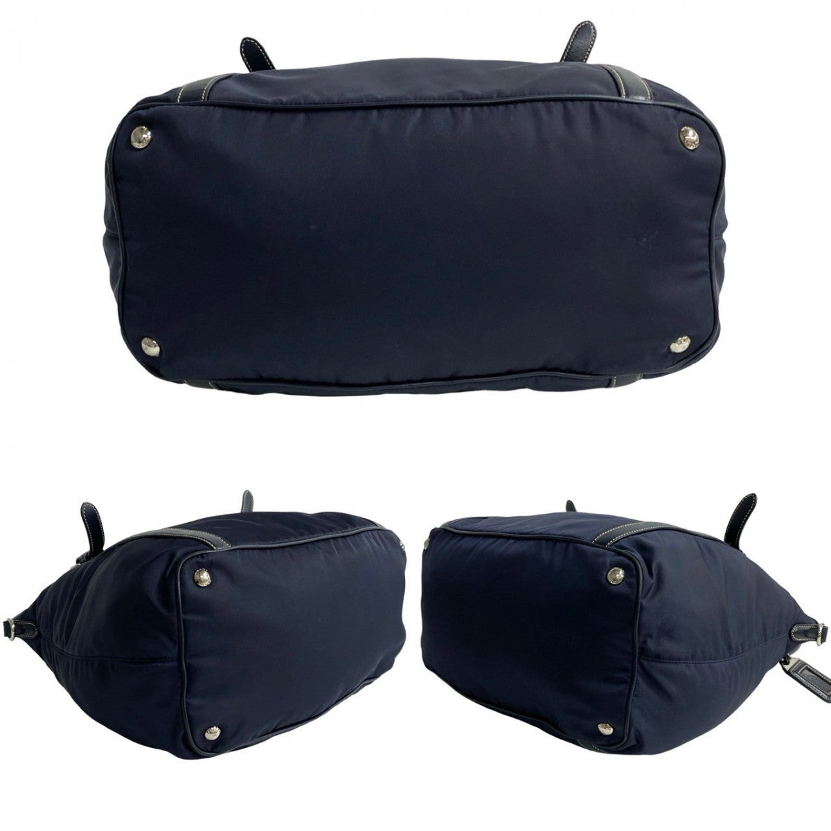 PRADA Shoulder Bag leather Navy