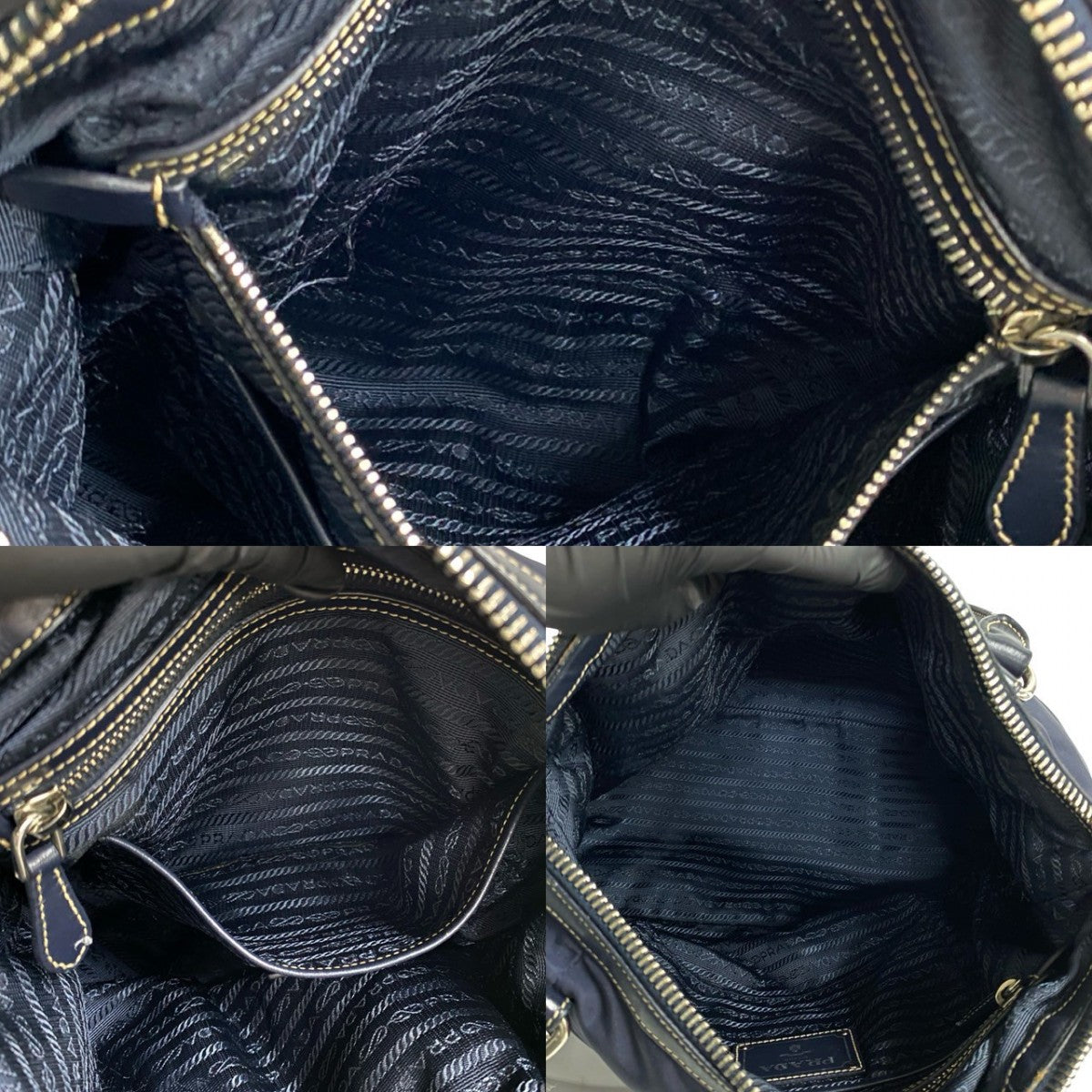PRADA Shoulder Bag leather Navy