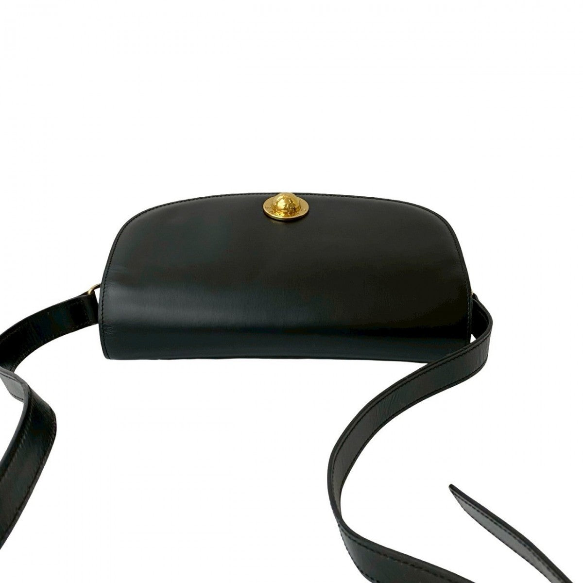 CELINE Shoulder Bag leather black Star Ball logo Metal Women Used Authentic