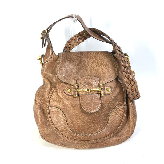 GUCCI Shoulder Bag 223955 leather Brown Crossbody Horsebit Women Used Authentic