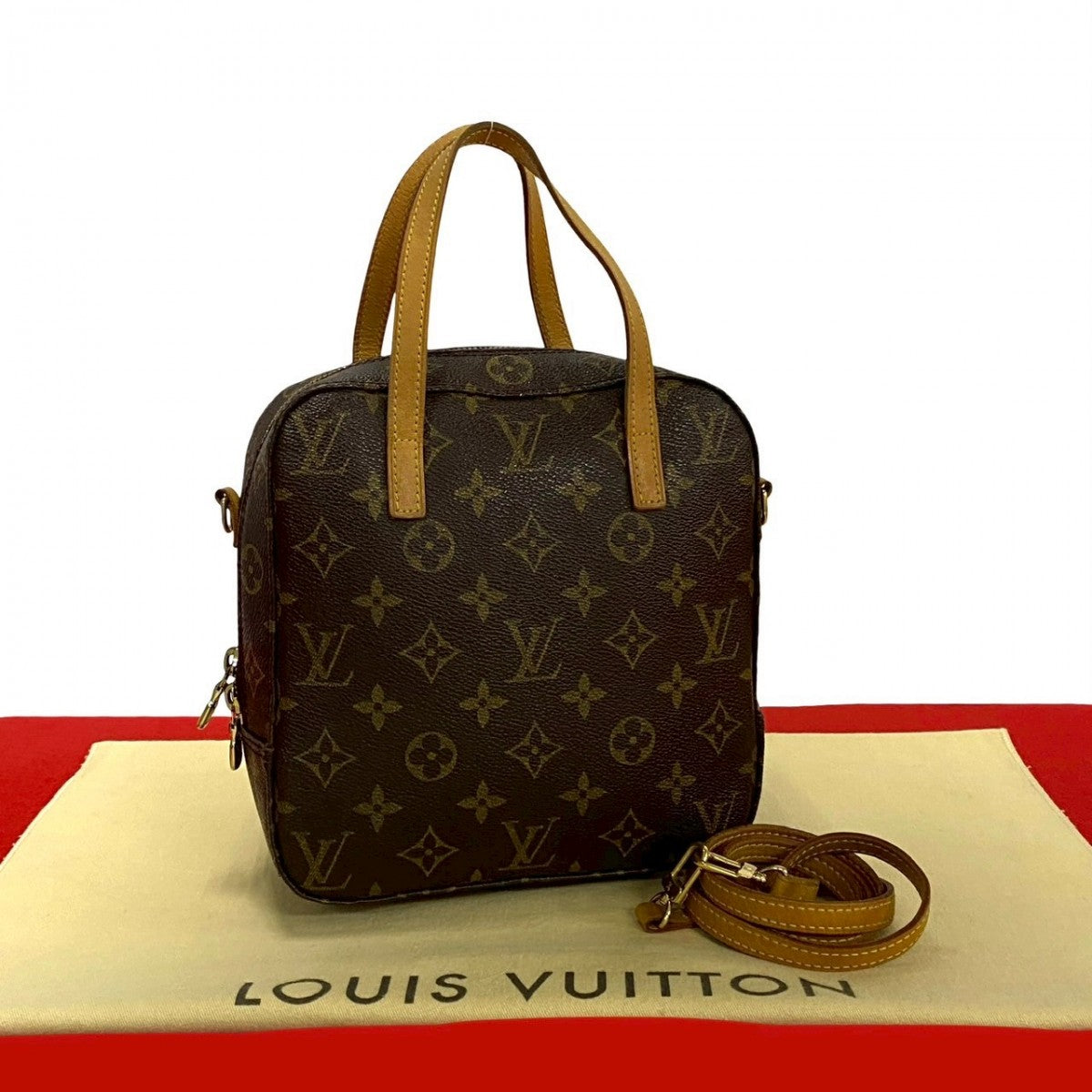 LOUIS VUITTON Shoulder Bag M47500 Leather, PVC Brown 2WAYBag Monogram Spontini Women Used Authentic