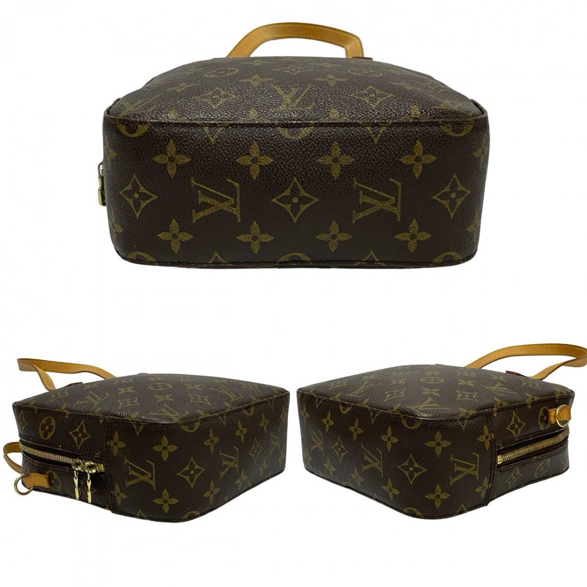 LOUIS VUITTON Shoulder Bag M47500 Leather, PVC Brown 2WAYBag Monogram Spontini Women Used Authentic