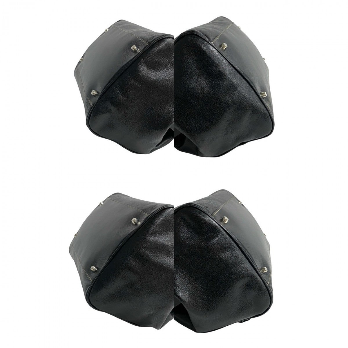 PRADA Handbag leather black PRADA logoMetal Women Used Authentic