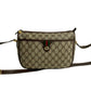 GUCCI Shoulder Bag leather Brown GG logo Metal Sherry line Women Used Authentic