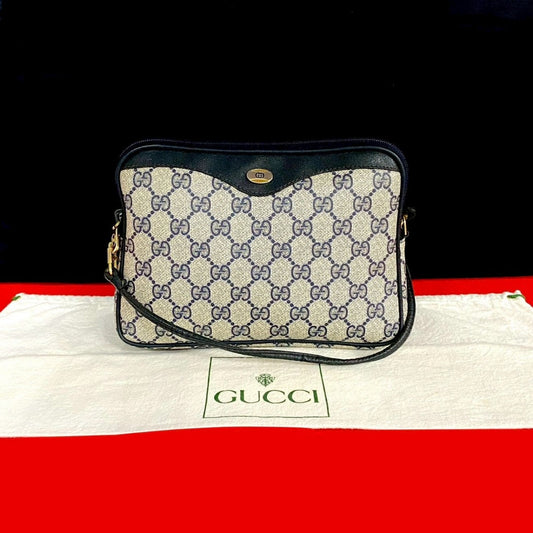 GUCCI Shoulder Bag leather Navy