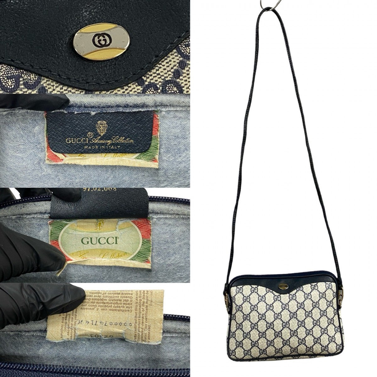 GUCCI Shoulder Bag leather Navy
