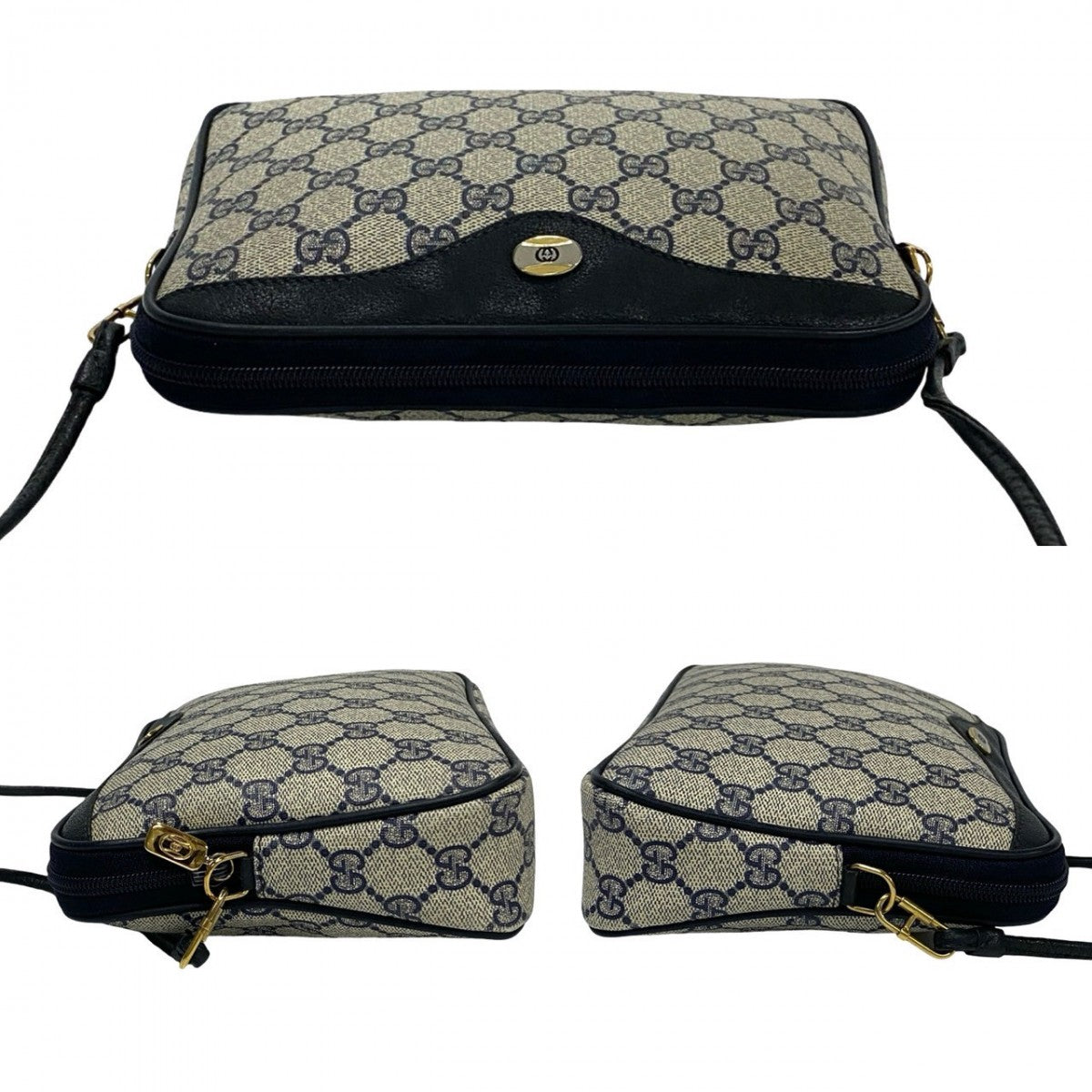 GUCCI Shoulder Bag leather Navy