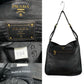 PRADA Shoulder Bag leather black Triangle Logo Metal mens Used Authentic