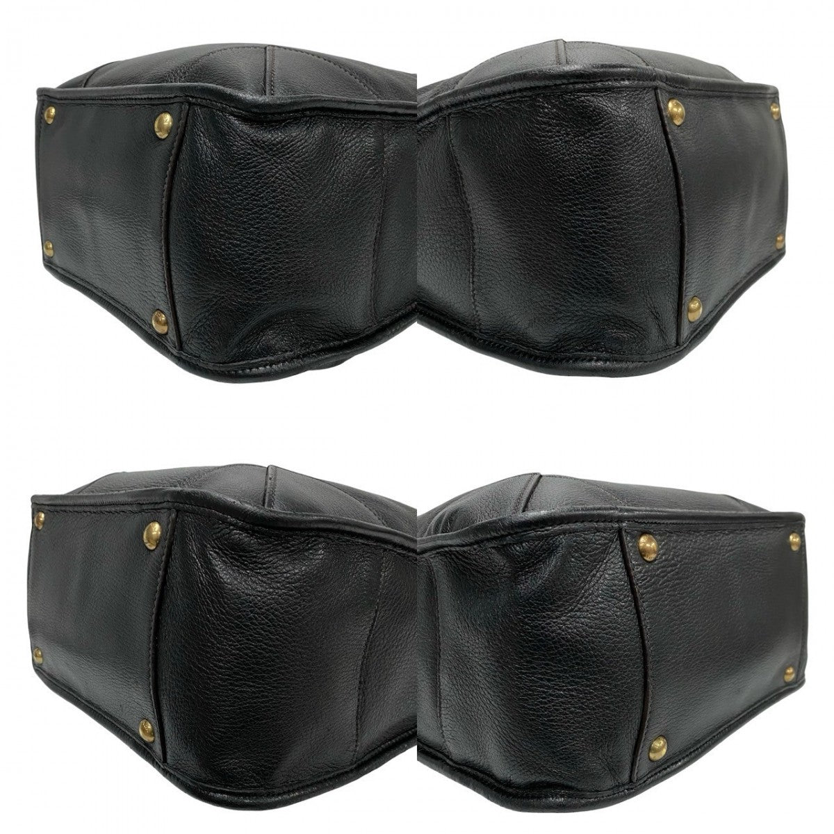PRADA Shoulder Bag leather black Triangle Logo Metal mens Used Authentic