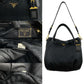 PRADA Tote Bag Nylon, Leather black PRADA logoMetal Women Used Authentic